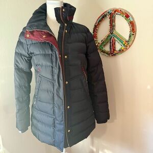 Vince Camuto Black and Burgundy Puffer Jacket